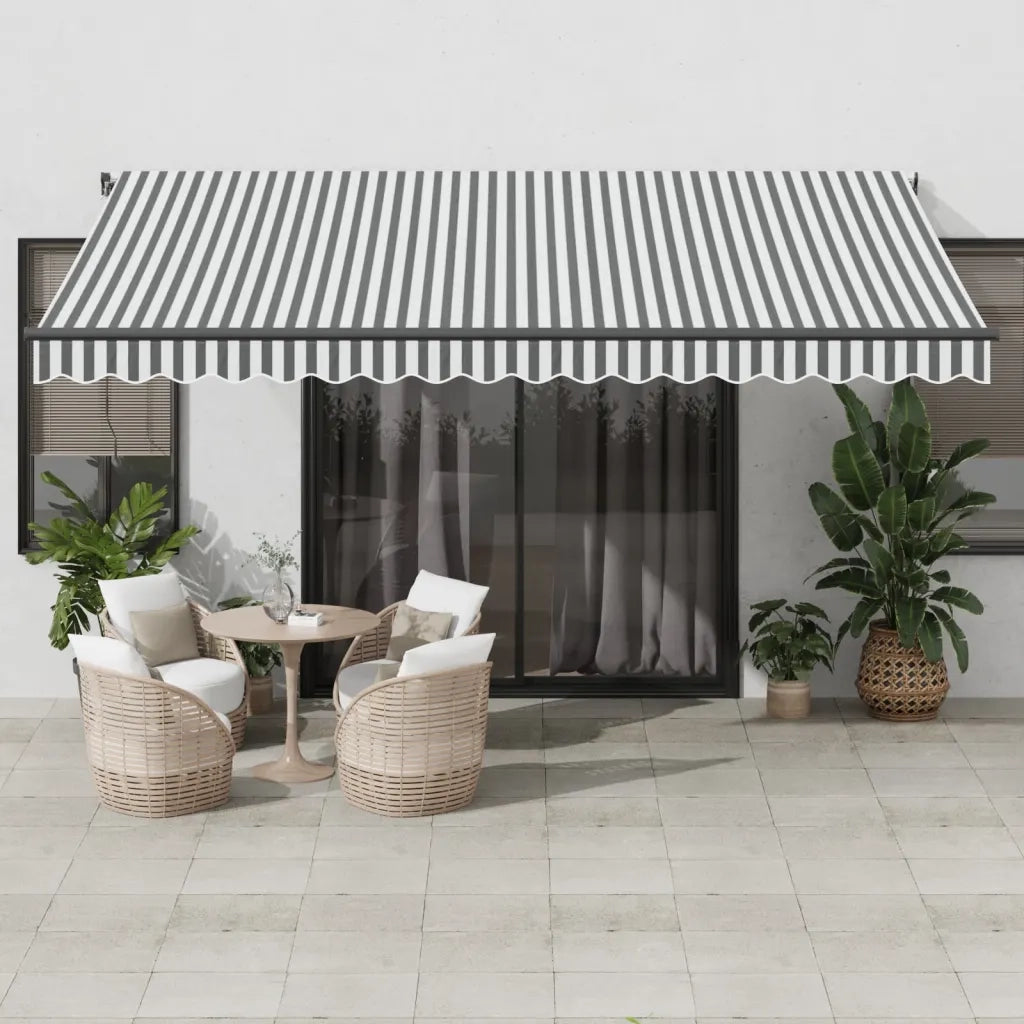 Tenda da Sole Retrattile Manuale Antracite e Bianco 450x350 cm 3215812