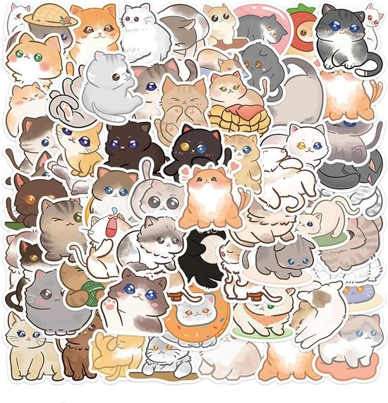 120 Sticker Feline Scherzi per Bambini e Adolescenti - Tema Festa di Compleanno - Sticker Resistenti all'Acqua