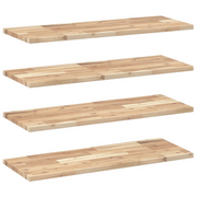 4 pz Mensole da Parete | Scaffali a Parete | Ripiano a parete 100x30x2 cm Legno Acacia Non Trattato