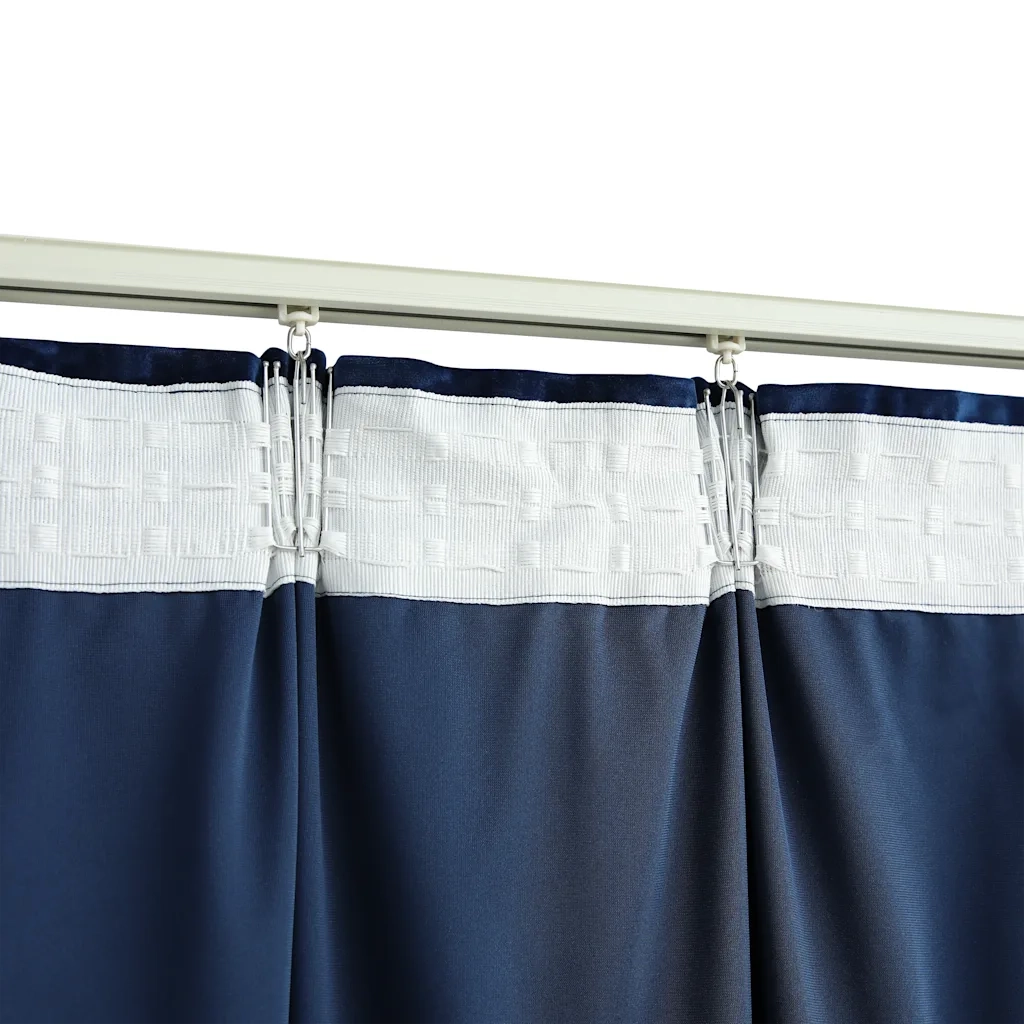 Tende Oscuranti con Ganci 2 pz Blu Scuro in Velluto 140x225 cm 134533