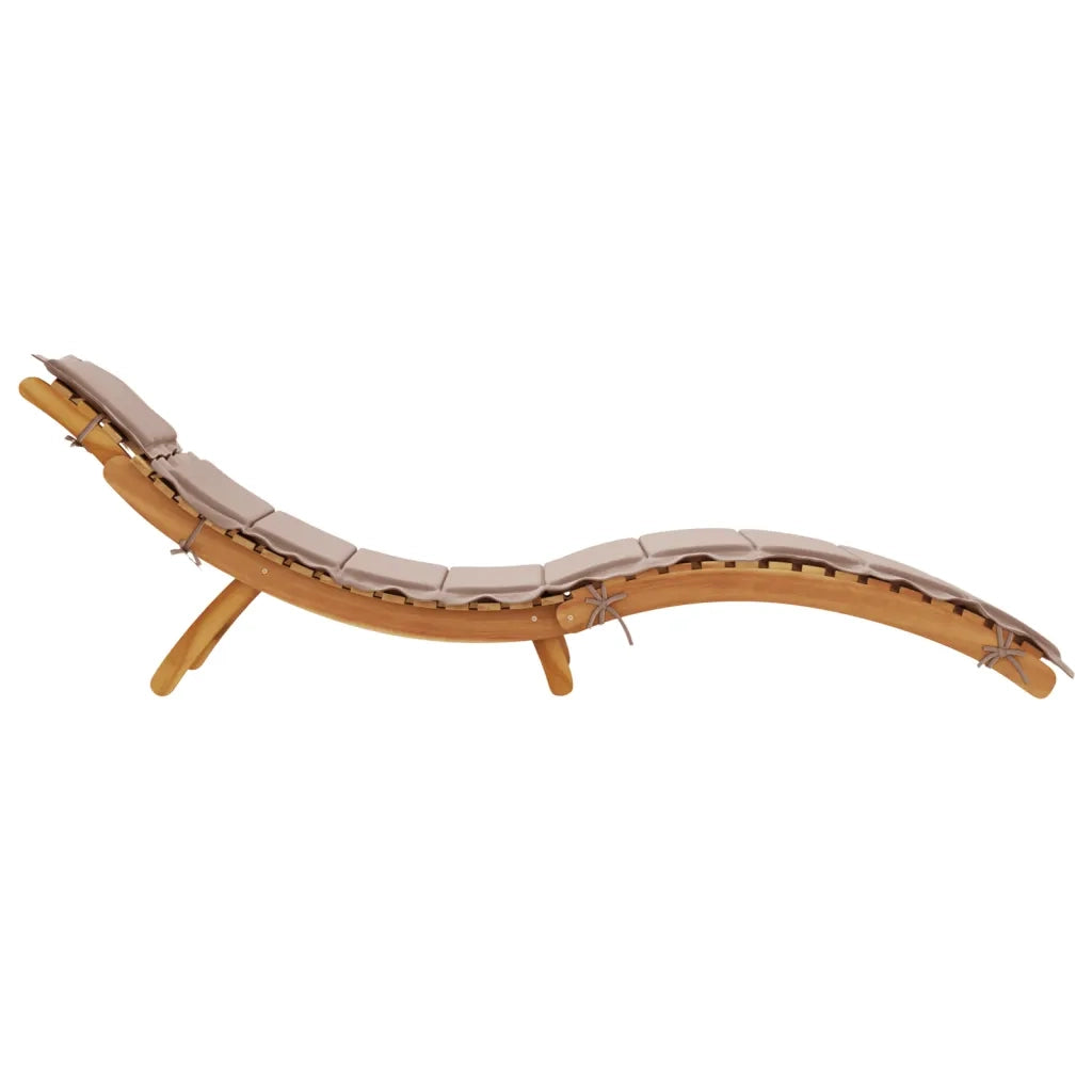 Lettino Prendisole con Cuscino Tortora Legno Massello di Acacia 367636