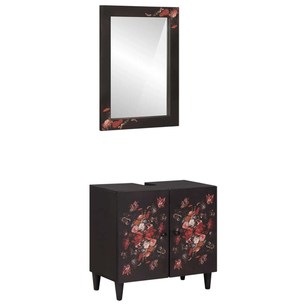 Set di Armadi da Bagno | Armadio da bagno con porta 2 pz Legno di mango massello