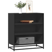 Credenza Rovere Nera 68x35x76 cm in Truciolato e Metallo 848974