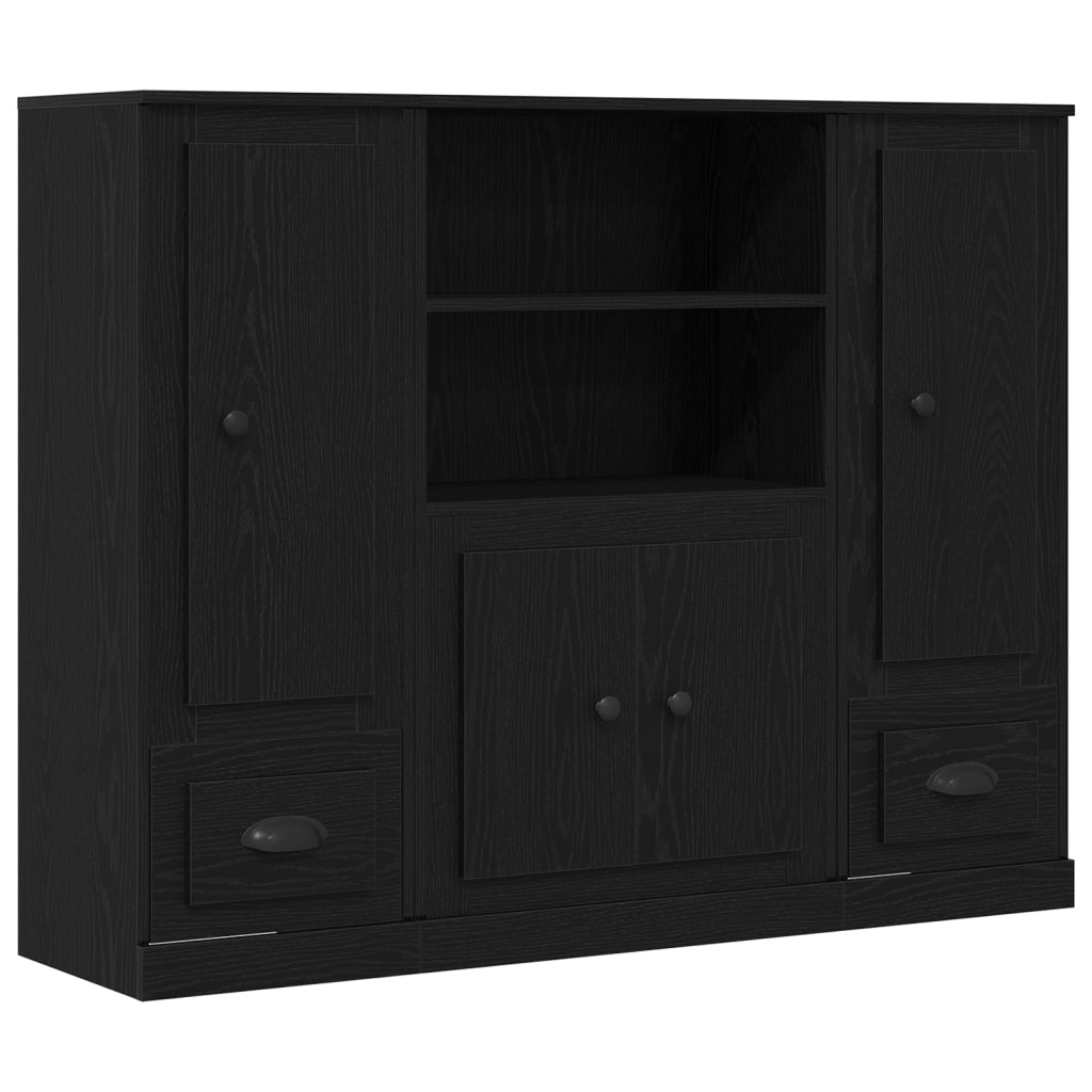 Highboard Nero Rovere 132x35,5x103,5 cm Legno Ingegnerizzato