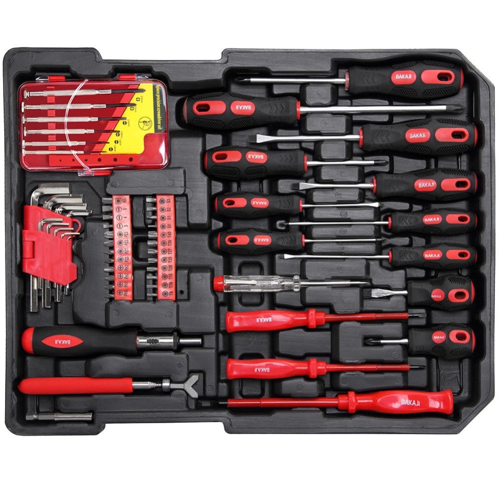 Trade Shop - Set Attrezzi 186pz Trolley Valigia Portattrezzi Cassetta Portautensili Lavoro -