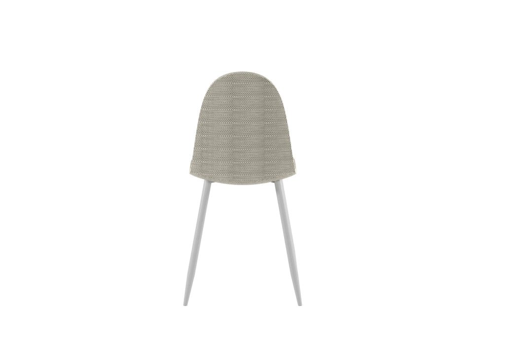 Sedia Martina con seduta e schienale in similrattan imbottito color beige e gambe in metallo verniciato bianco - Set da 4 sedie