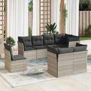 Set Divano da Giardino 8pz con Cuscini Grigio Chiaro Polyrattan 3217932