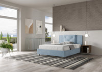 Letto Matrimoniale Francese 140x200 cm con Rete e Contenitore Appia Azzurro