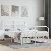 Giroletto con Testiera e Pediera-Struttura Letto Metallo Bianco 140x200 cm 216477