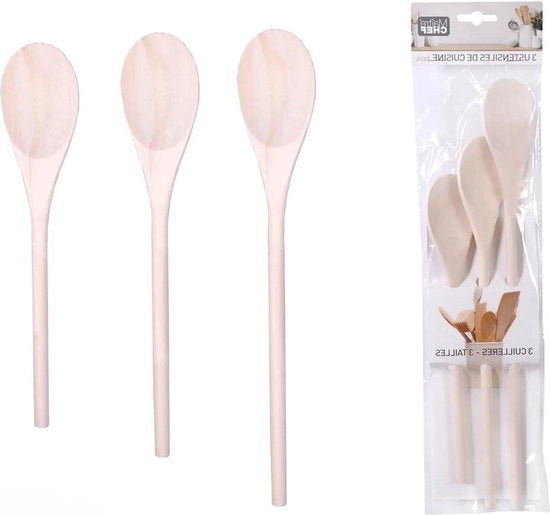 Set di cucchiai in legno - 3 pezzi - altezza 35/30/25 cm - accessori da cucina