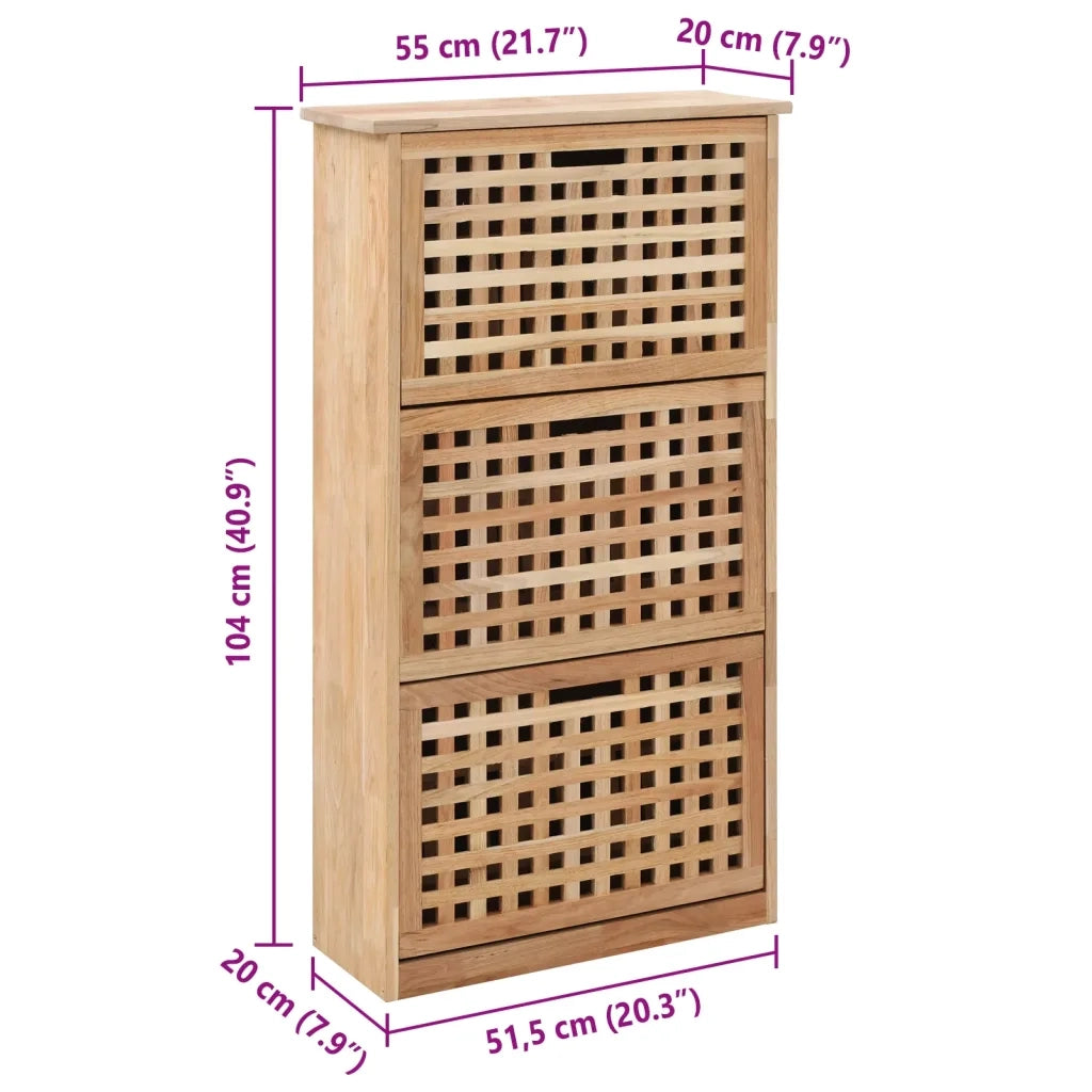 Panca con Scarpiera | Mobile per scarpe 55x20x104 cm in Legno Massello di Noce