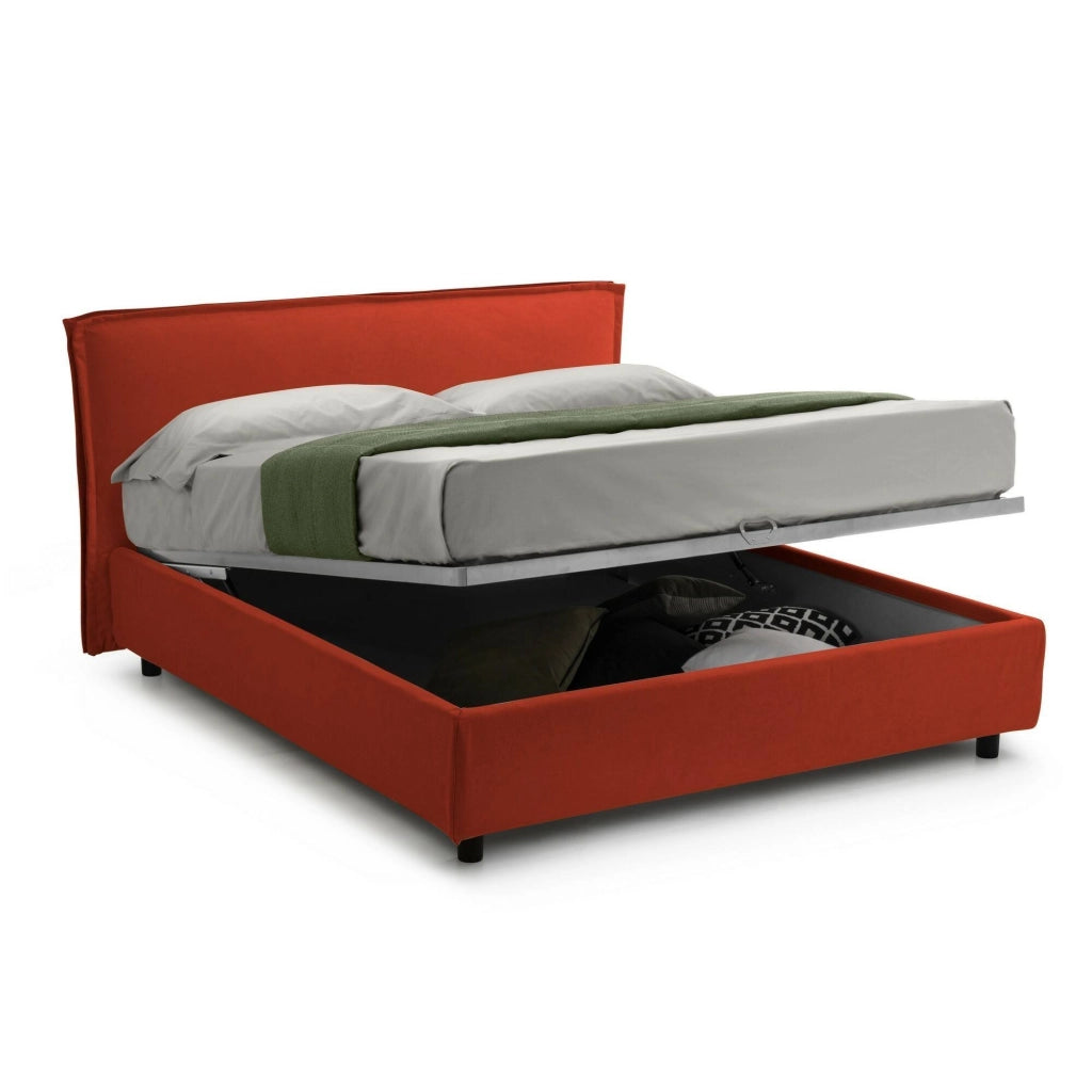 Letto Matrimoniale Bubbio, Letto Matrimoniale Sfoderabile Made in Italy, Arancione