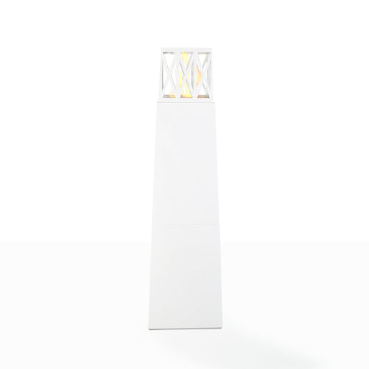 Camino a Bioetanolo da Pavimento 40x40x145 cm per Esterno Vulcano Bianco