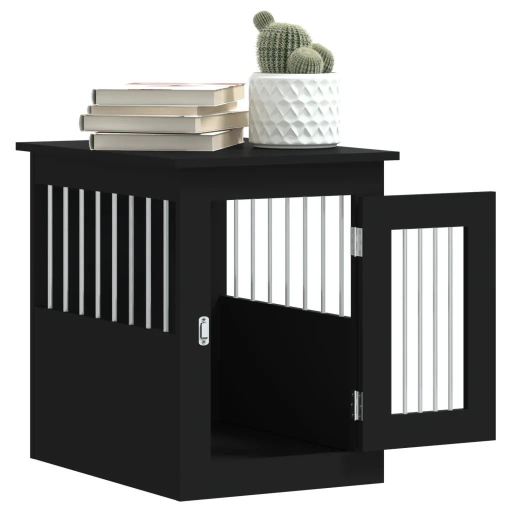 Gabbia Cani da Arredamento Nera 45x62x59cm Legno Multistrato 838310