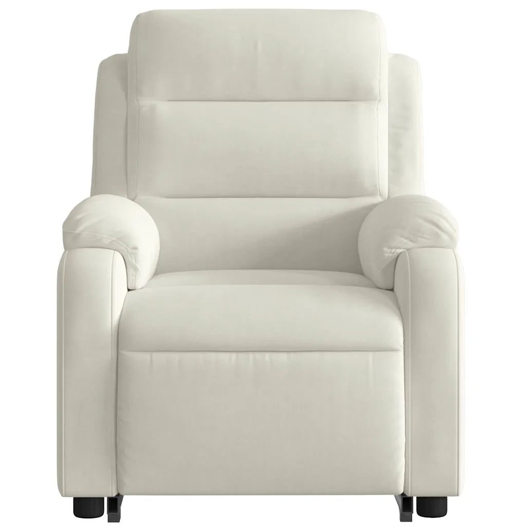 Poltrona Alzapersona Reclinabile Elettrica Crema in Velluto 3205123