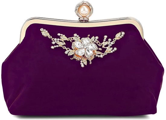 Borsa elegante per donna con catena e decorazione in strass per feste di prom e matrimoni.