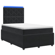 Letto Box Spring LED con Materasso Nero 120 x 190 cm Velluto 3456037