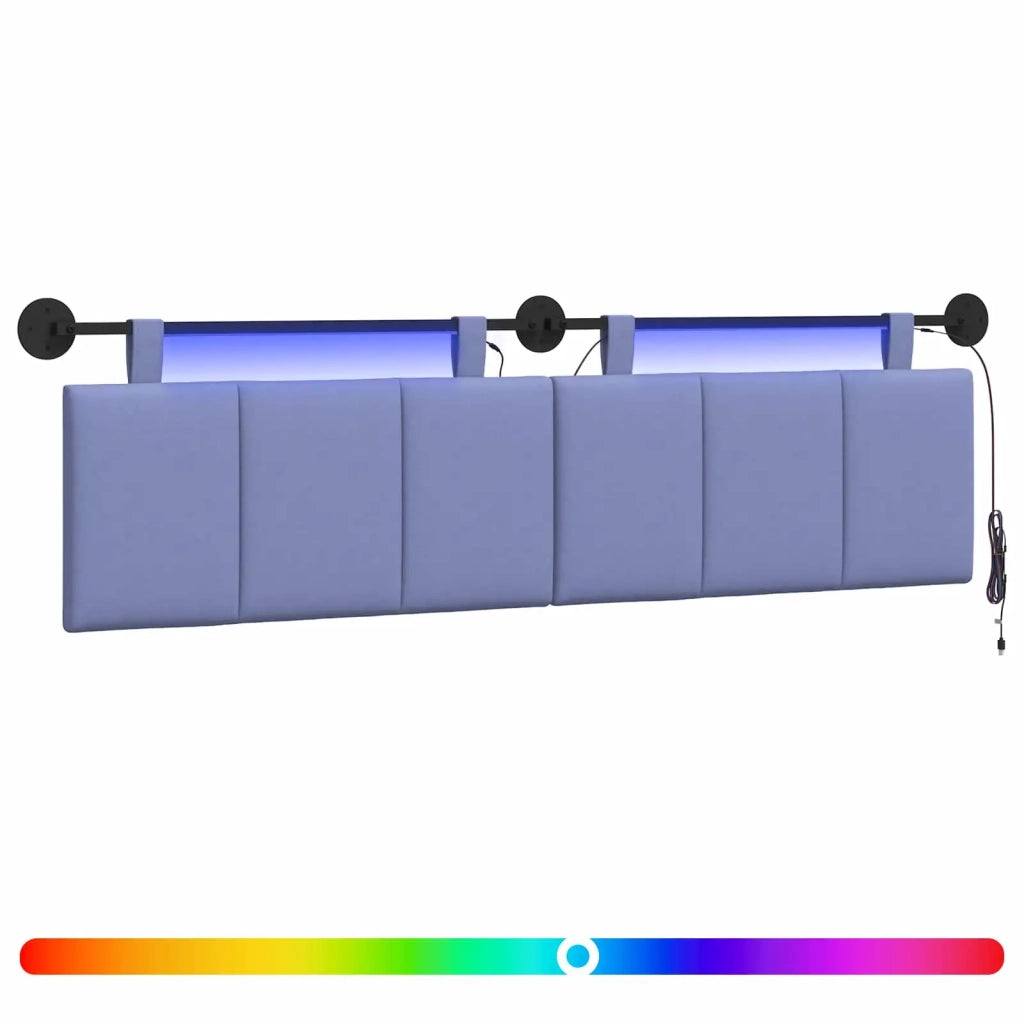 Testiera sospesa Con luce LED Blu jeans Tessuto