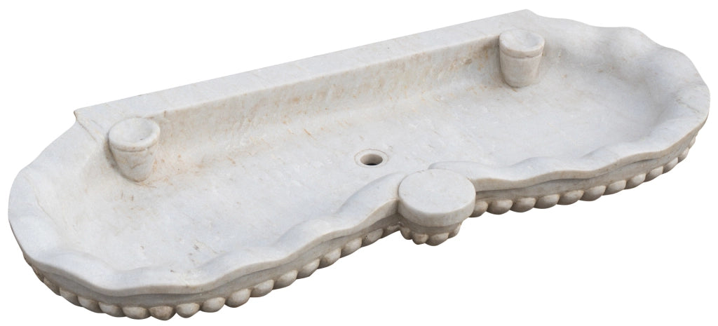 Biscottini Vasca smerlata in marmo bianco L120xPR56xH15 cm realizzata completamente mano