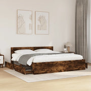 Giroletto con Testiera Rovere Fumo 200x200 cm Legno Multistrato