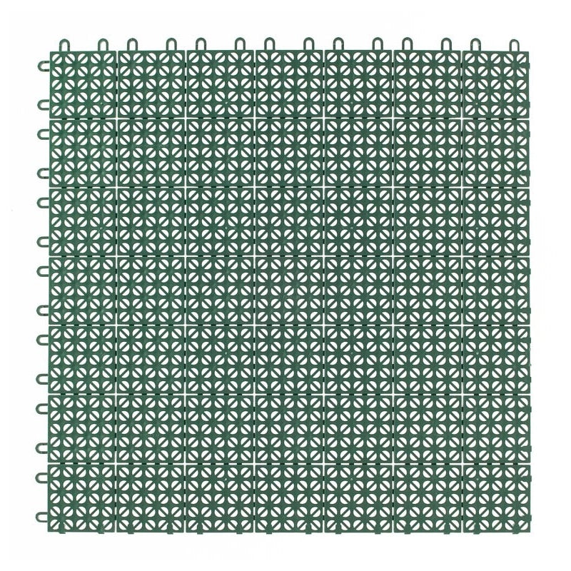 Set da 10 Piastrelle in Plastica Flessibili Drenanti 55,5 x 55,5 cm da Esterno Giardino 3,08 m2 Verde