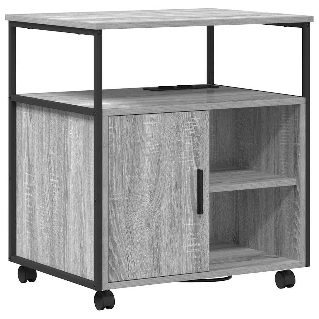 vidaXL Mobile per Ufficio con ruota Grigio sonoma 61 x 46 x 67 cm