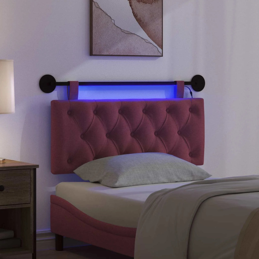 Testiera sospesa Con luce LED Rosso Vino Tessuto 3424572