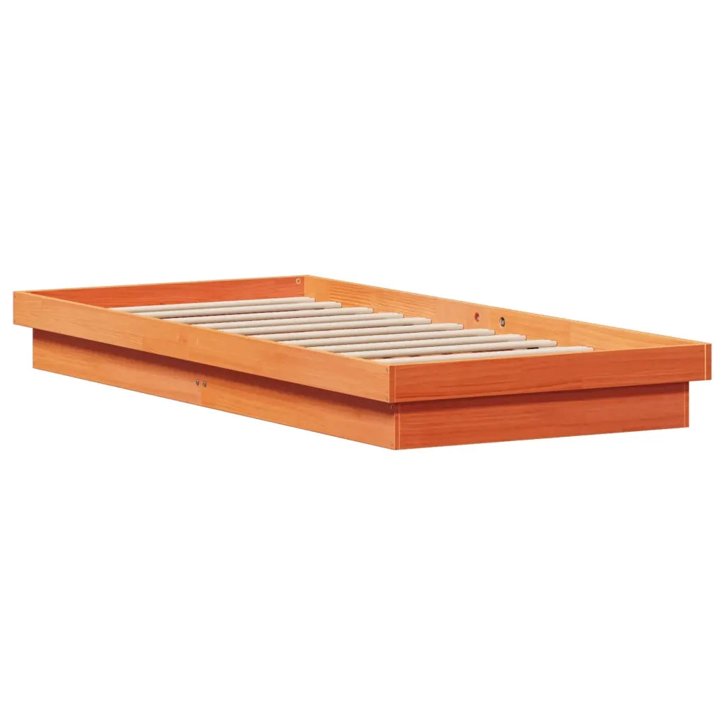 Giroletto LED-Struttura Letto con LED Marrone Cera 100x200 cm in Legno Massello di Pino