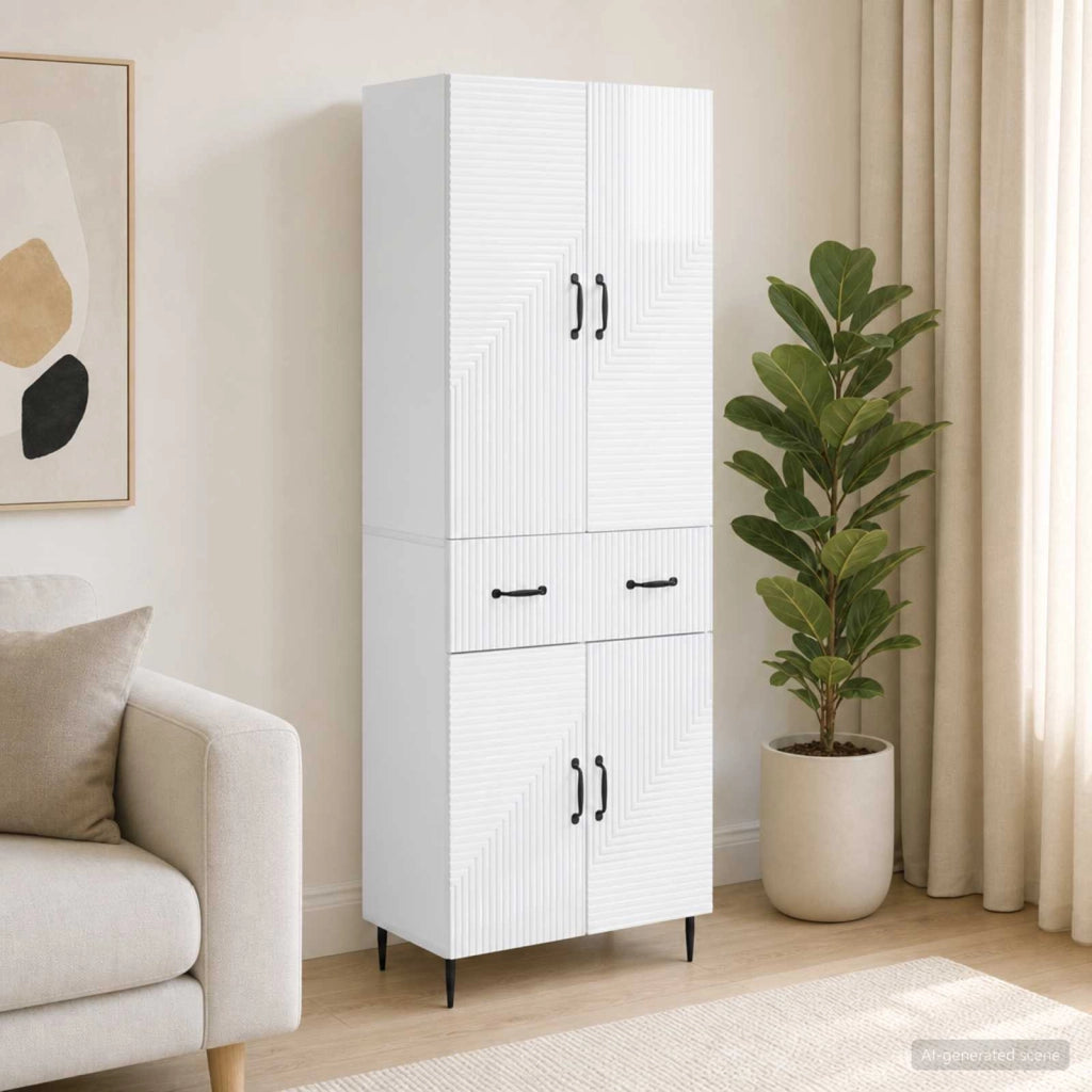 Set di armadi 2 pz Bianco Lucido Legno ingegnerizzato 3416668