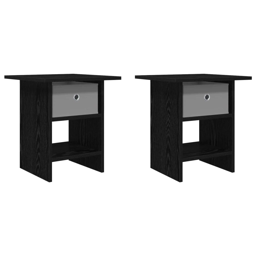 Comodino 2 pcs Rovere Nero 41 x 40 x 45 cm Legno multistrato 8000439