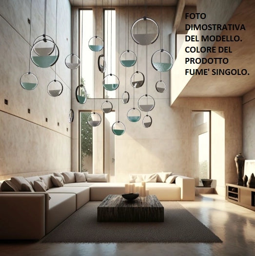 TOY-CO F Sospensione senza base in metallo nero e diffusore fumè led 30W dimmerabile SDD 2800 - 5000k