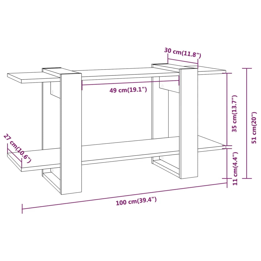 Libreria-Scaffale per Libri-Mobile di Stoccaggio Grigio Marrone 100x30x51 cm in Legno Multistrato