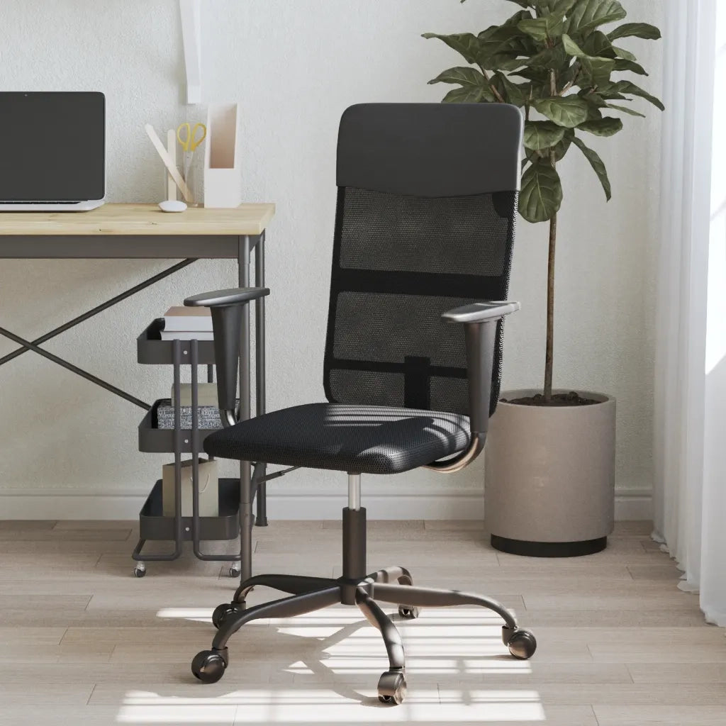 Sedia da Ufficio Altezza Regolabile Nera in Rete e Similpellecod mxl 128099