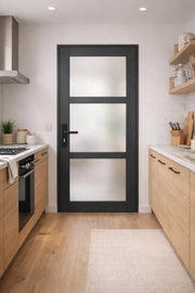 Blakeria RAL7016 Blocco Porta Vetrata H204 x L73 Pannello Laterale a Spinta Destro + Maniglia