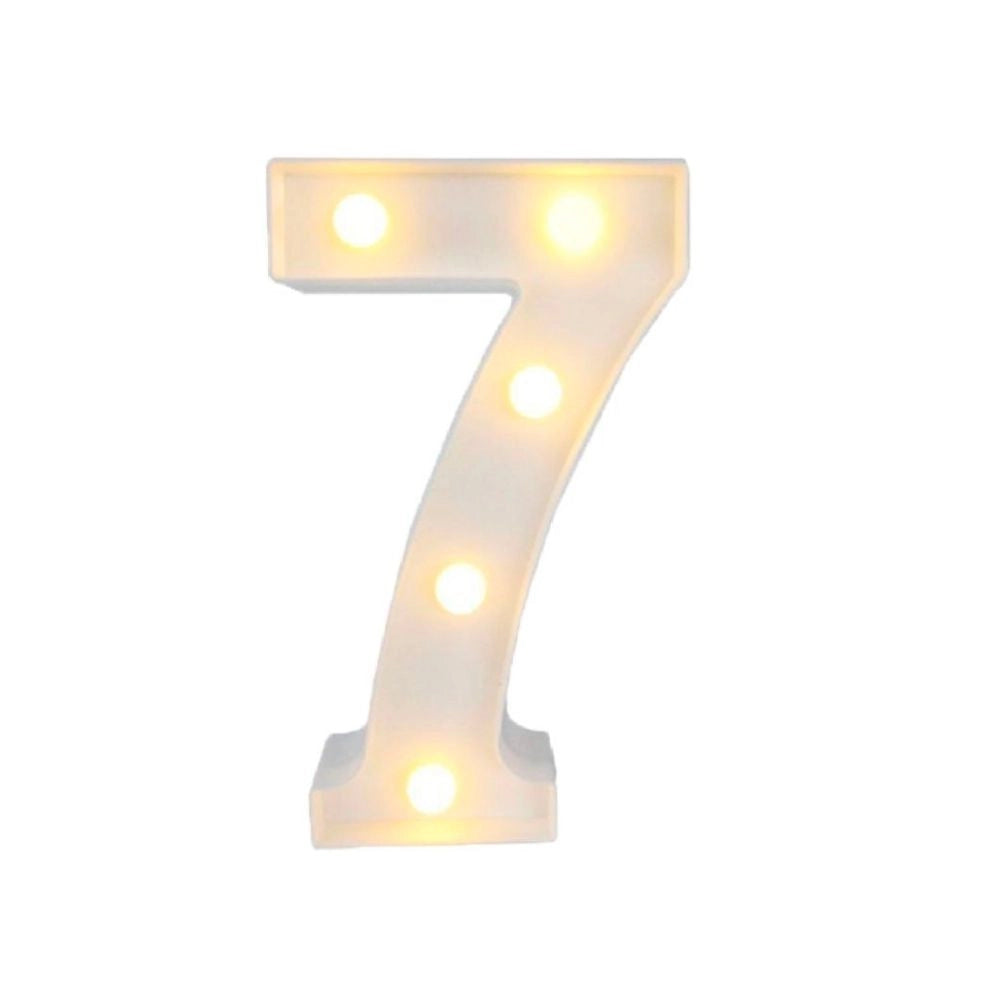 Trade Shop - Numero 7 Luminoso Con Luci Led A Batteria Decorazioni Per La Casa Dim. 22 Cm -