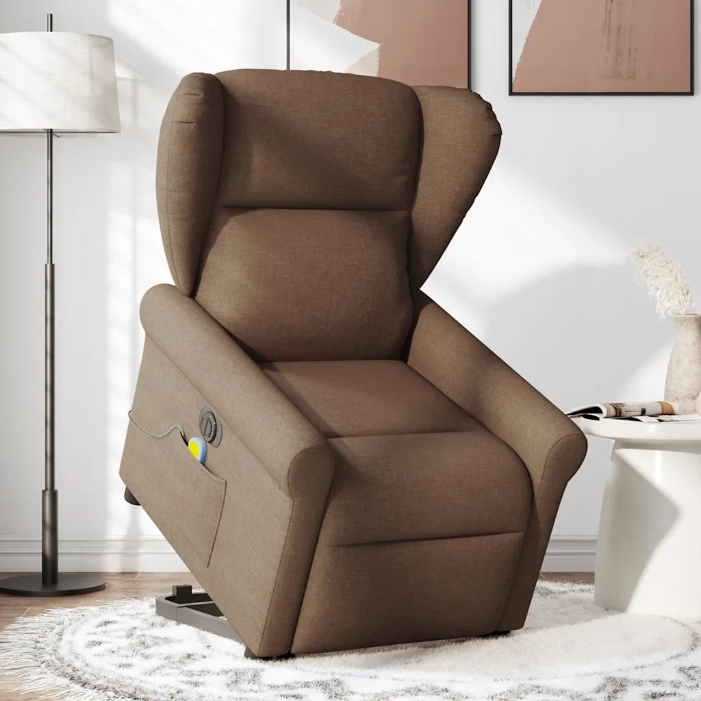 Poltrona Alzapersona Massaggiante Elettrica Marrone Tessuto 3303408