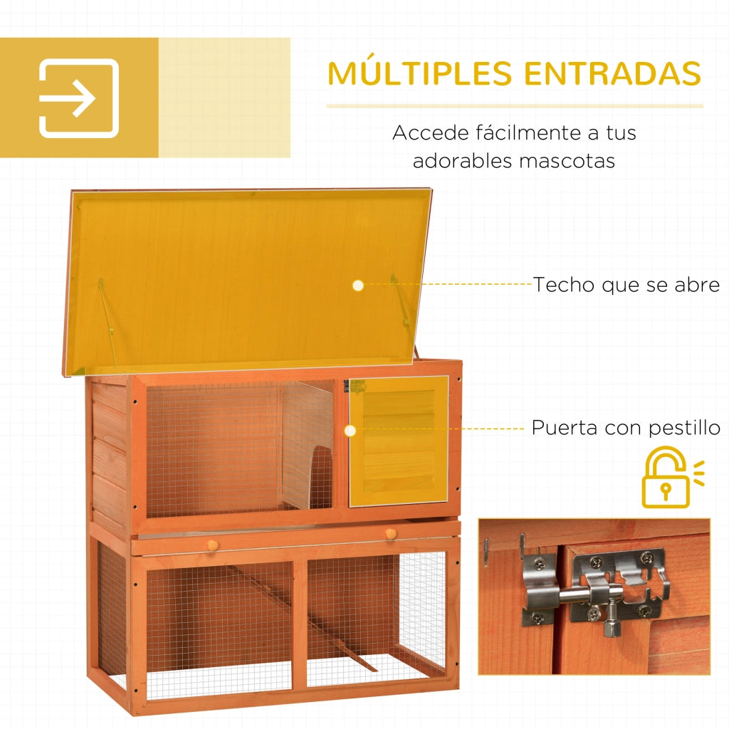 Casetta per Conigli ¨C Zephmum ¨C Legno Naturale 90x45x80 cm