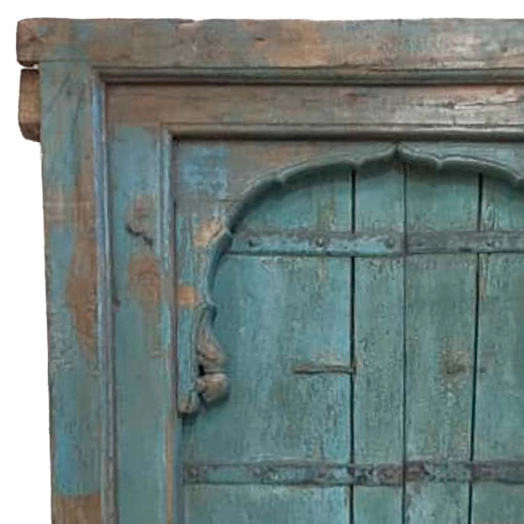 Finestra in legno con finitura artigianale blu, 105x12x166h cm