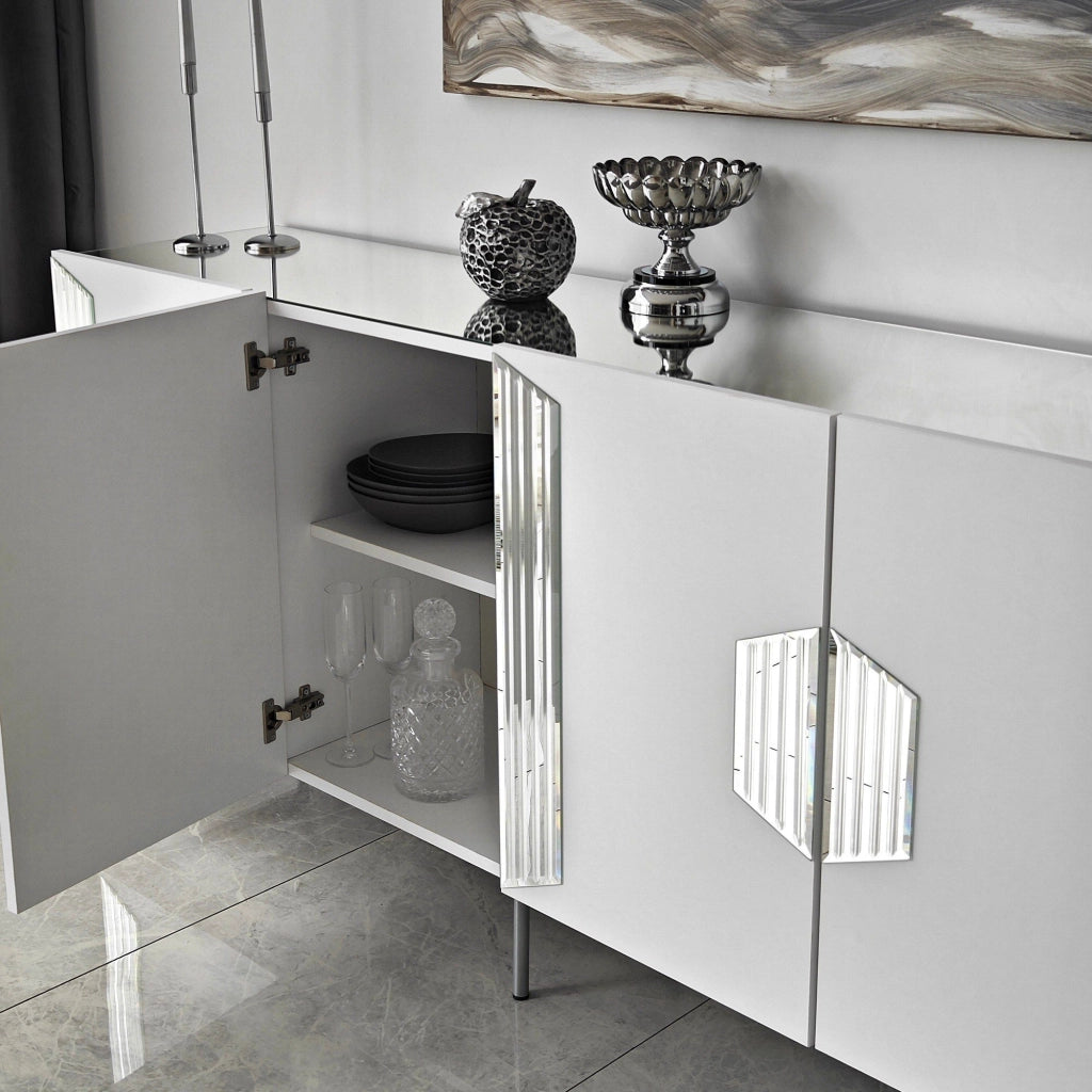 Madia Trigolo, Credenza 4 Ripiani, 180x40x80h cm Bianco