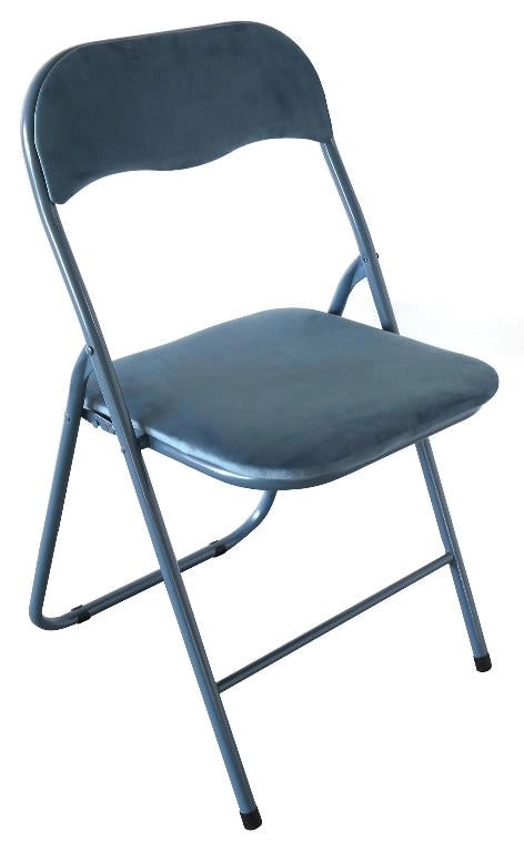 1 Pezzo Sedia da Arredo Pieghevole in Velluto Amanda Blu