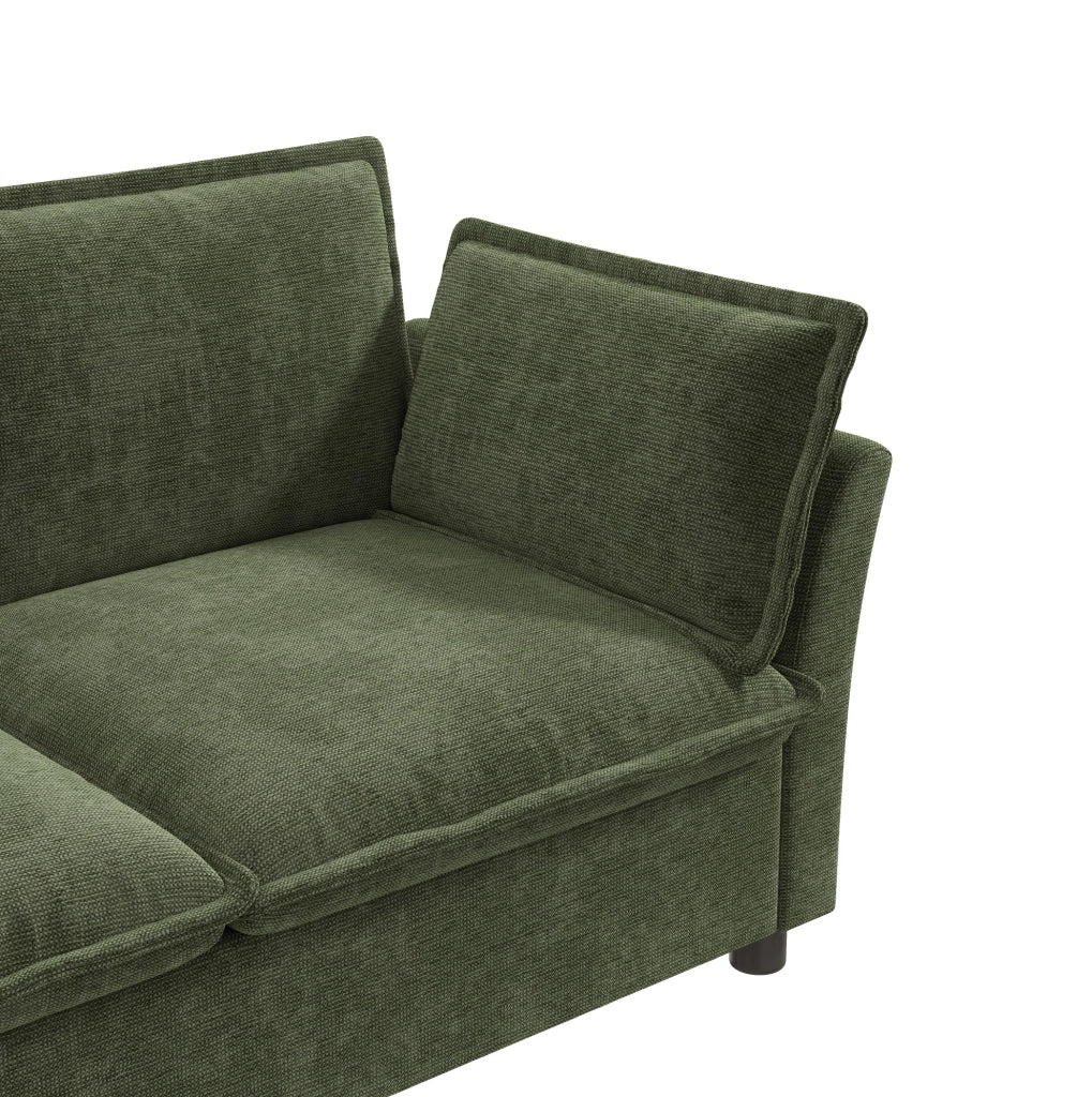 Divano 2 posti modulare 155 x 81 x 87 cm in chenille verde con 2 cuscini