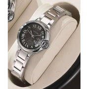 Trade Shop - Orologio Polso Uomo Donna Longbo 80771 Quarzo Calendario Impermeabile Silver Nero -   -donna    -