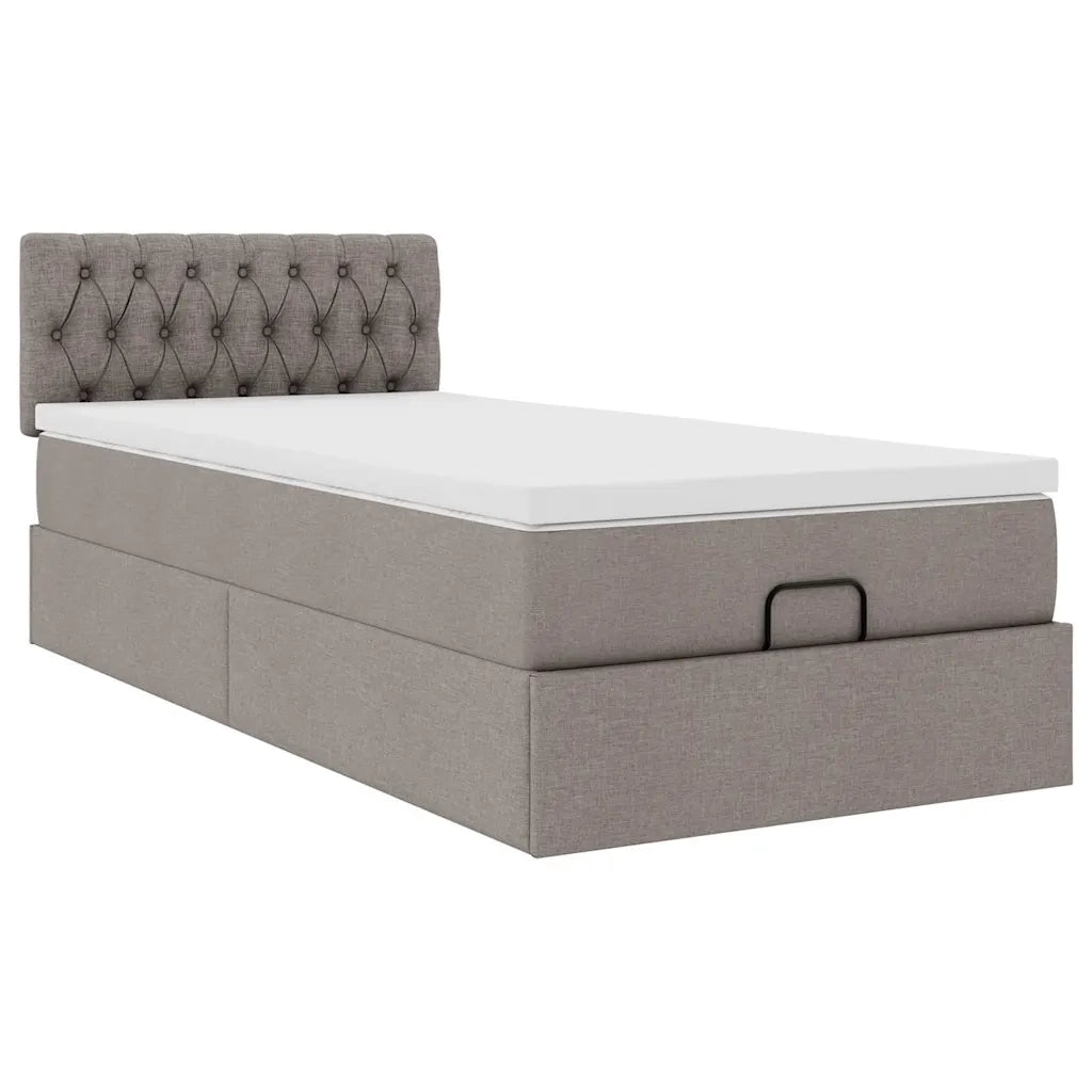 Struttura Letto Pouf con Materasso Tortora 80x200 cm in Tessuto 3312350