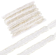 Lint decorativo a doppia ruches 20 metri - Bianco - Organza - Adatto per cucito - Decorativo - Fili elastici in nylon - Lint decorativo elastico