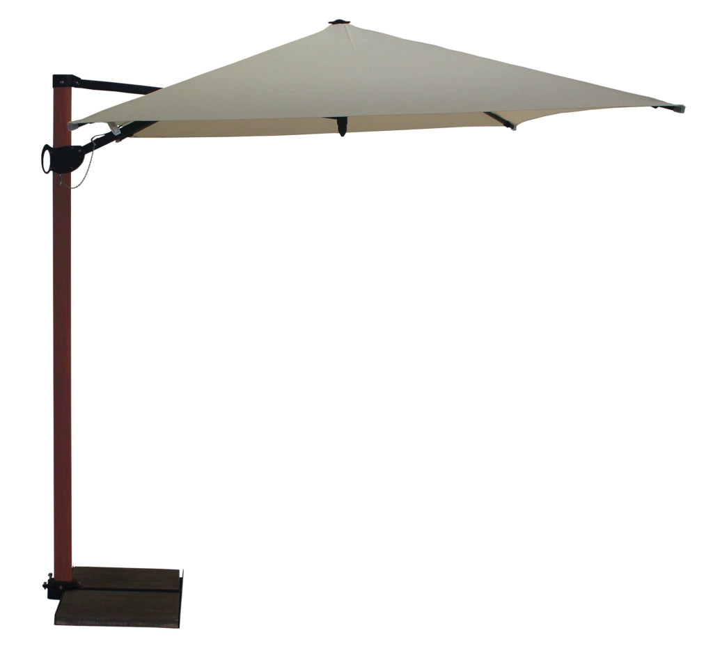 Ombrellone da Giardino Decentrato 3x2m Palo in Alluminio Effetto Legno Tessuto Poliestere Trend Wood Ecru