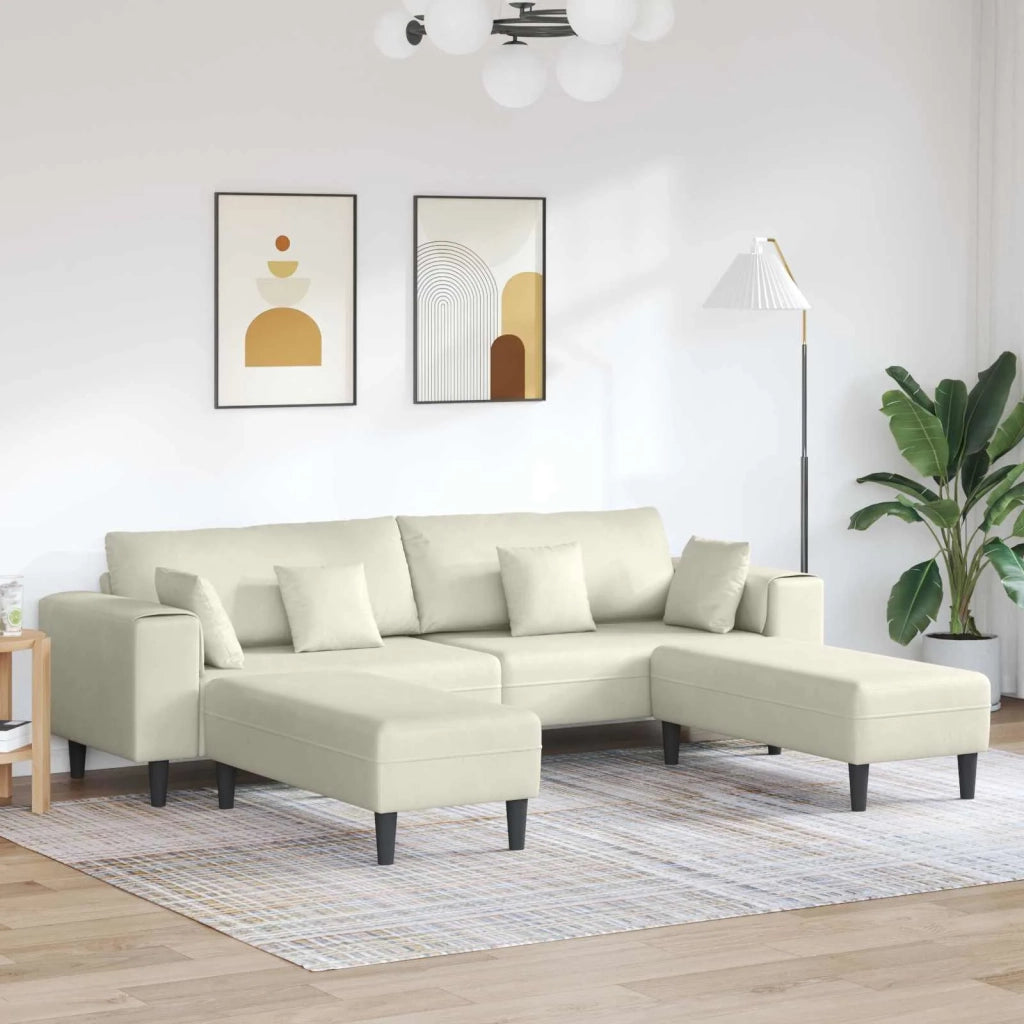 Divano 3 pcs Crema 250 x 188 x 76 cm Velluto 3335179