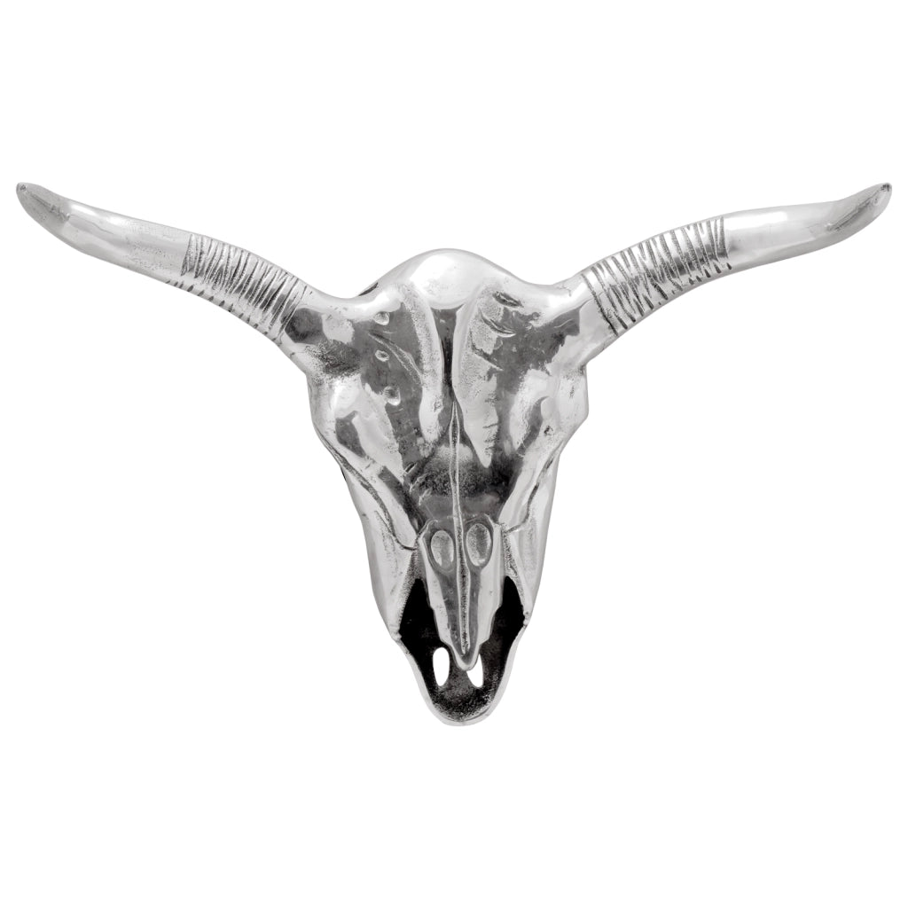 Teschio di Toro da Parete Argento 49x10x36 cm Alluminio