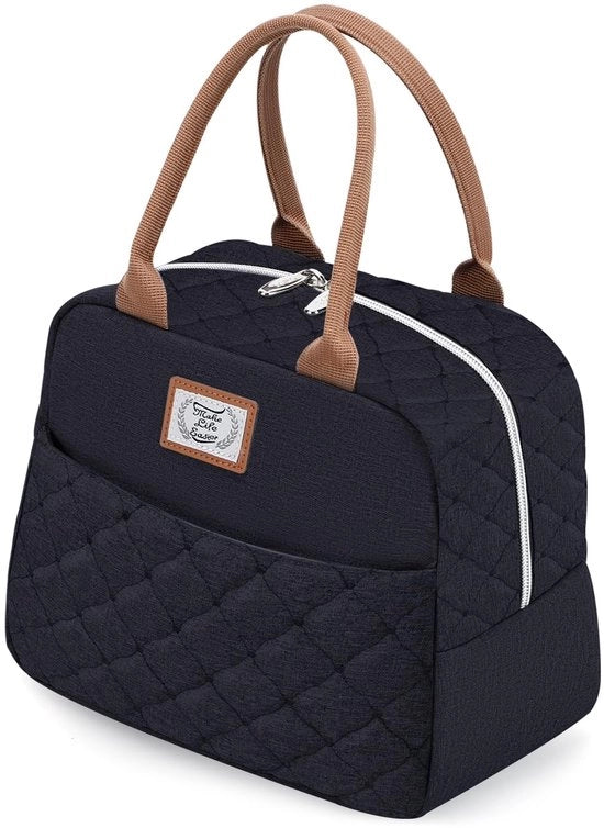 Borsa Isolante per Picnic, Portatile e Leggera, per Donne, Picnic, Lavoro, Esterno (9L, Nero)