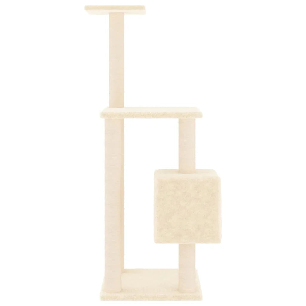 Tiragraffi per gatti torre per arrampicata giocattolo piattaforma per arrampicata con tiragraffi in sisal 104 cm crema 02_0022449