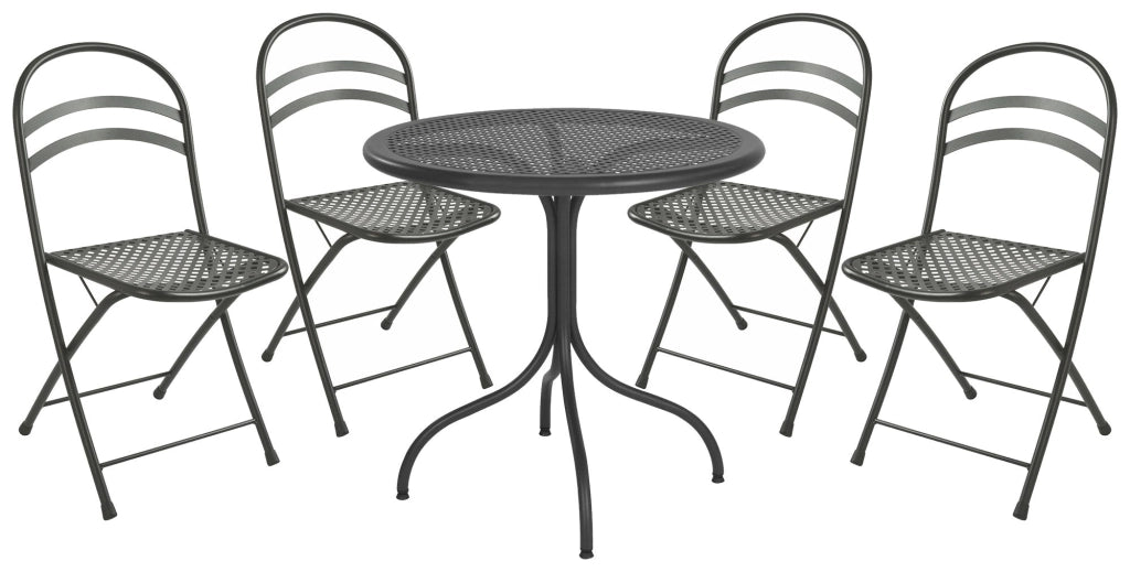 Set Tavolo Tondo e 4 Sedie da Giardino in Acciaio RD Italia Flipper Antracite